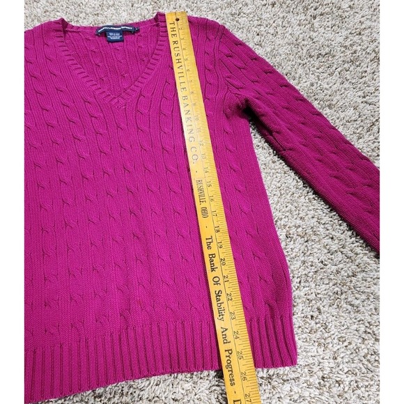Ralph Lauren Sport Womens Pink Fushia Sweater Size Large BluePony Cable Knit Top - Picture 7 of 10